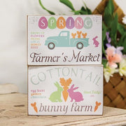 Cottontail Bunny Farm Block Sign  (2 Count Assortment)