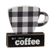 But First Coffee Buffalo Check Coffee Cup on Base