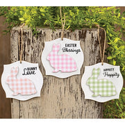 Layered Buffalo Check Easter Bunny Blessings Ornament  (3 Count Assortment)