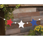 Wooden Americana Stars & Beads Mini Garland