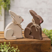 Small Distressed Wooden Chunky Sitting Bunny  (2 Count Assortment)