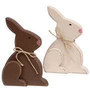 Large Distressed Wooden Chunky Sitting Bunny  (2 Count Assortment)