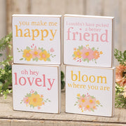 Oh Hey Lovely Floral Square Block  (4 Count Assortment)