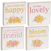 Oh Hey Lovely Floral Square Block  (4 Count Assortment)