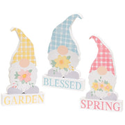 Spring Blessings Block with Flower Chunky Gnome  (Set of 2) (3 Count Assortment)