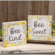 Bee Sweet/Bee Kind Layered Bee & Floral Box Sign  (2 Count Assortment)