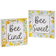 Bee Sweet/Bee Kind Layered Bee & Floral Box Sign  (2 Count Assortment)