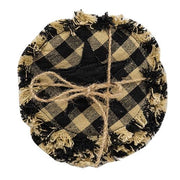 Black & Tan Check Star Applique Round Coasters (Set of 4)