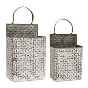 Shabby Chic Rectangle Basketweave Buckets (Set of 2)