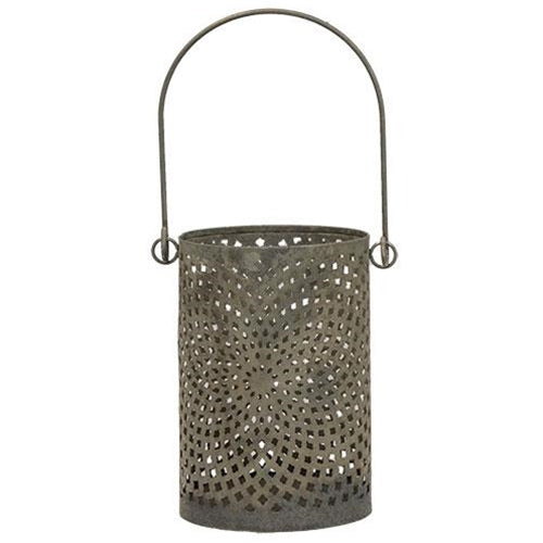 Antiqued Gray Can Lantern - 4.5"H