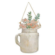 Floral Jar with Handle Metal Hanging Sign
