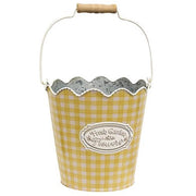 Fresh Garden Flowers Yellow Gingham Bucket