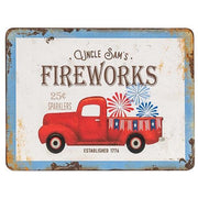 Uncle Sam's Fireworks Truck Rustic Metal Sign