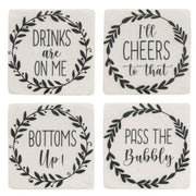 Pass The Bubbly Resin Coasters (Set of 4)