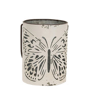 Butterfly Cutout White Metal Buckets (Set of 2)