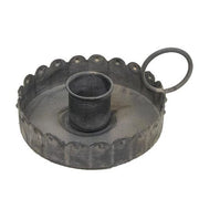 Antiqued Gray Scalloped Taper Holder