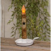 Metal Tab Taper Candle Holder - White