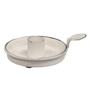 Metal Tab Taper Candle Holder - White