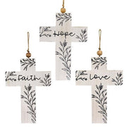 Faith Hope Love Cross Ornament  (3 Count Assortment)