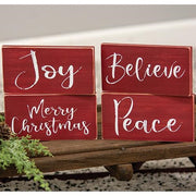 Holiday Script Red Word Block  (4 Count Assortment)