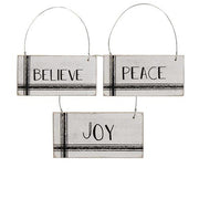 Black & White Stripe Holiday Word Ornament  (3 Count Assortment)