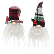 Plaid Santa Gnome Ornament with LED Light (2 Count Assortment)