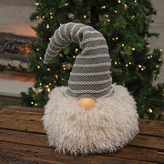 Large Gray Hat Santa Gnome with LED Light Nose