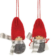 Mini Winter Scarf Wooden Doll Ornament  (2 Count Assortment)