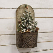 Wood & Punched Tin Rounded Front Wall Sconce  (2 Count Assortment)