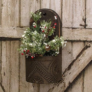 Wood & Punched Tin Rounded Front Wall Sconce  (2 Count Assortment)