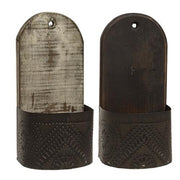 Wood & Punched Tin Rounded Front Wall Sconce  (2 Count Assortment)