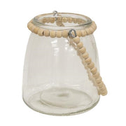 Tapered Glass Jar with Natural Beaded Handle