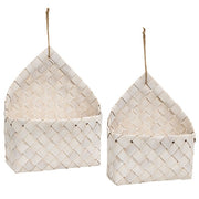 White Chipwood Hanging Baskets (Set of 2)