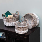 White Dipped Willow Bushel Basket Planters (Set of 3)