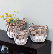 White Dipped Willow Gathering Basket Planters (Set of 3)
