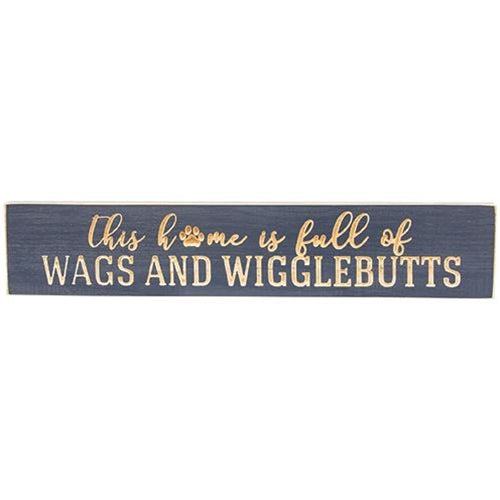 This Home Is Full of Wags & Wigglebutts Engraved Sign - Blue - 18"
