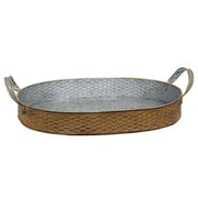 Basket Weave Embossed Metal Oval Trays (Set of 2)