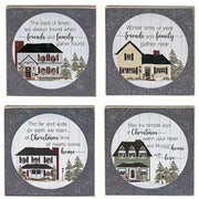 Friends and Family Winter House Square Block  (4 Count Assortment)