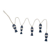 Distressed Wooden Fish Garland  (6 Count Assortment)