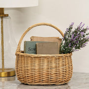 Natural Willow Oval Gathering Basket with Handle