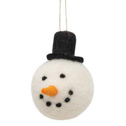 Felted Wool Snowman Top Hat Ornament