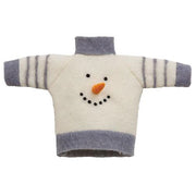 Felted Wool Snowman Sweater Bottle Topper