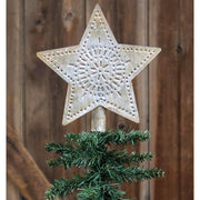 Whitewashed Star Tree Topper - 9"