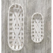 Whitewash Oval Tobacco Baskets (Set of 2)