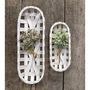 Whitewash Oval Tobacco Baskets (Set of 2)