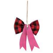 Red & Black Buffalo Check Bow Clip Ornament