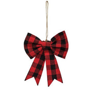 Red & Black Buffalo Check Bow Clip Ornament