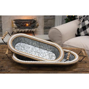 Beaded Oblong Galvanized Trays (Set of 2)