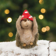 Felted Hedgehog with Mushroom Hat