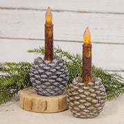 Resin Pinecone Taper Holder  (2 Count Assortment)